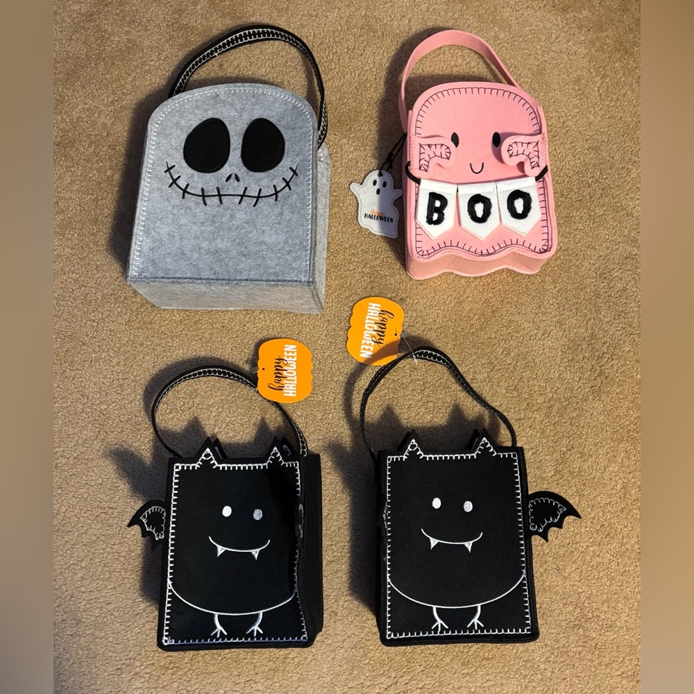 Black Bat 🦇 Pink Ghost 👻 Gray Ghost Halloween Boo Bag Basket Treat Goodie Bag